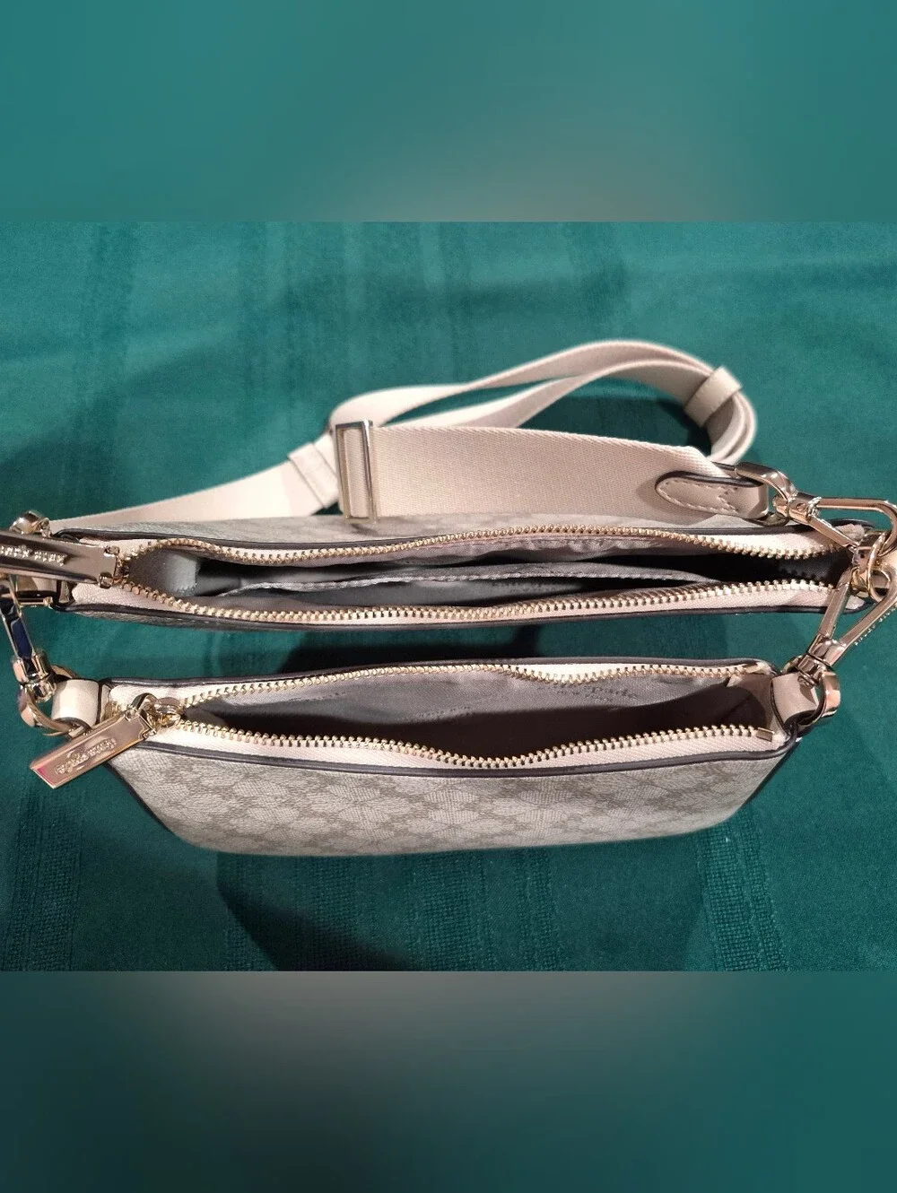 KATE SPADE 2 in 1 CREAM FLORAL PEBBLE SOFT LEATHER CROSSBODY/SHOULDER BAG.